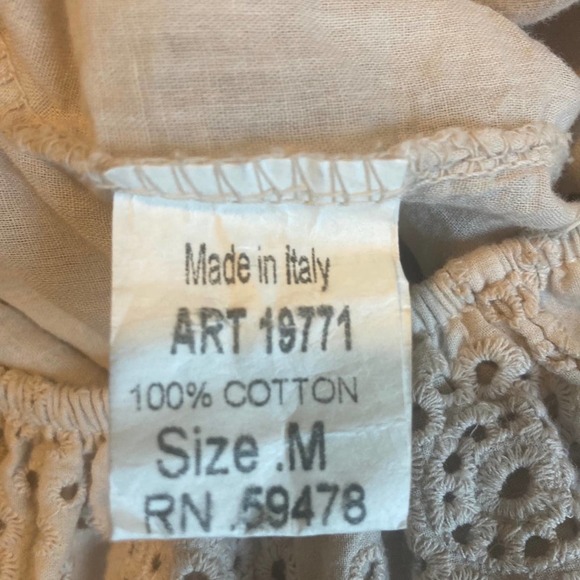 Valentina Naldi Beige Eyelet Off the Shoulder Dress - Size M - Picture 7 of 8